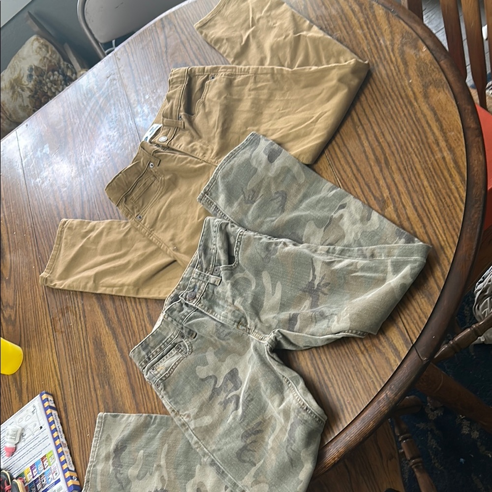 Tan and Camouflage Pants Set